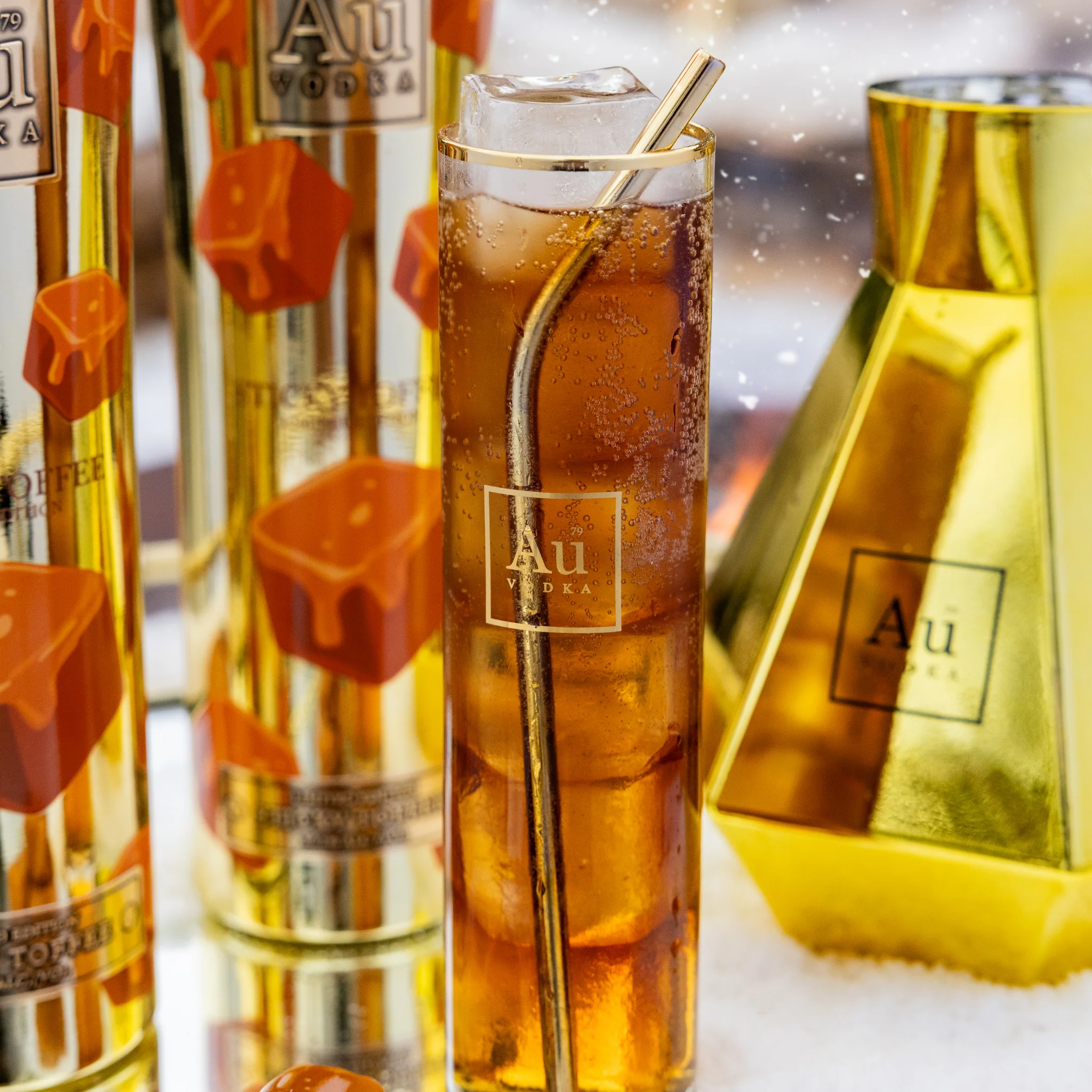 Au Vodka Sticky Toffee 700ml & Highrise Glass - Image 3
