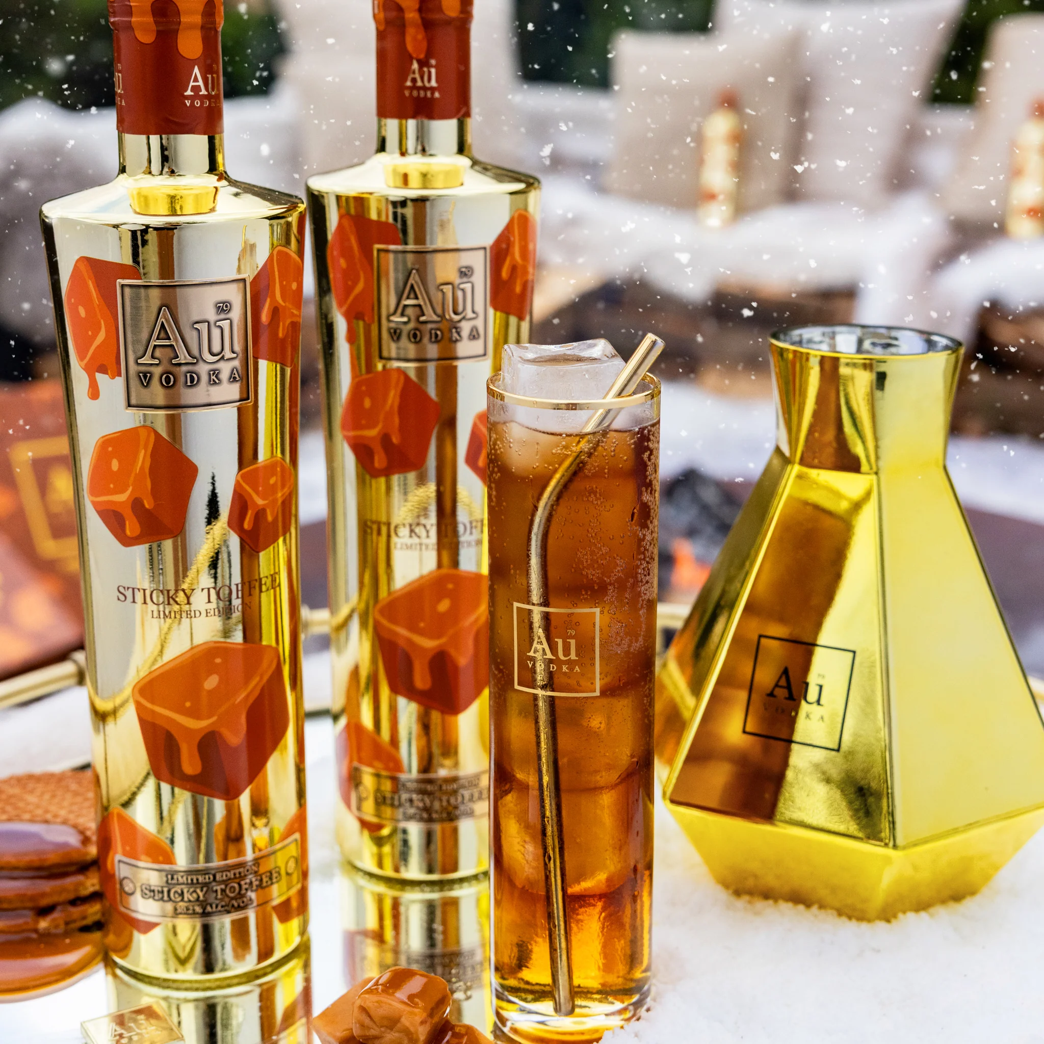 Au Vodka Sticky Toffee 700ml & Highrise Glass - Image 5