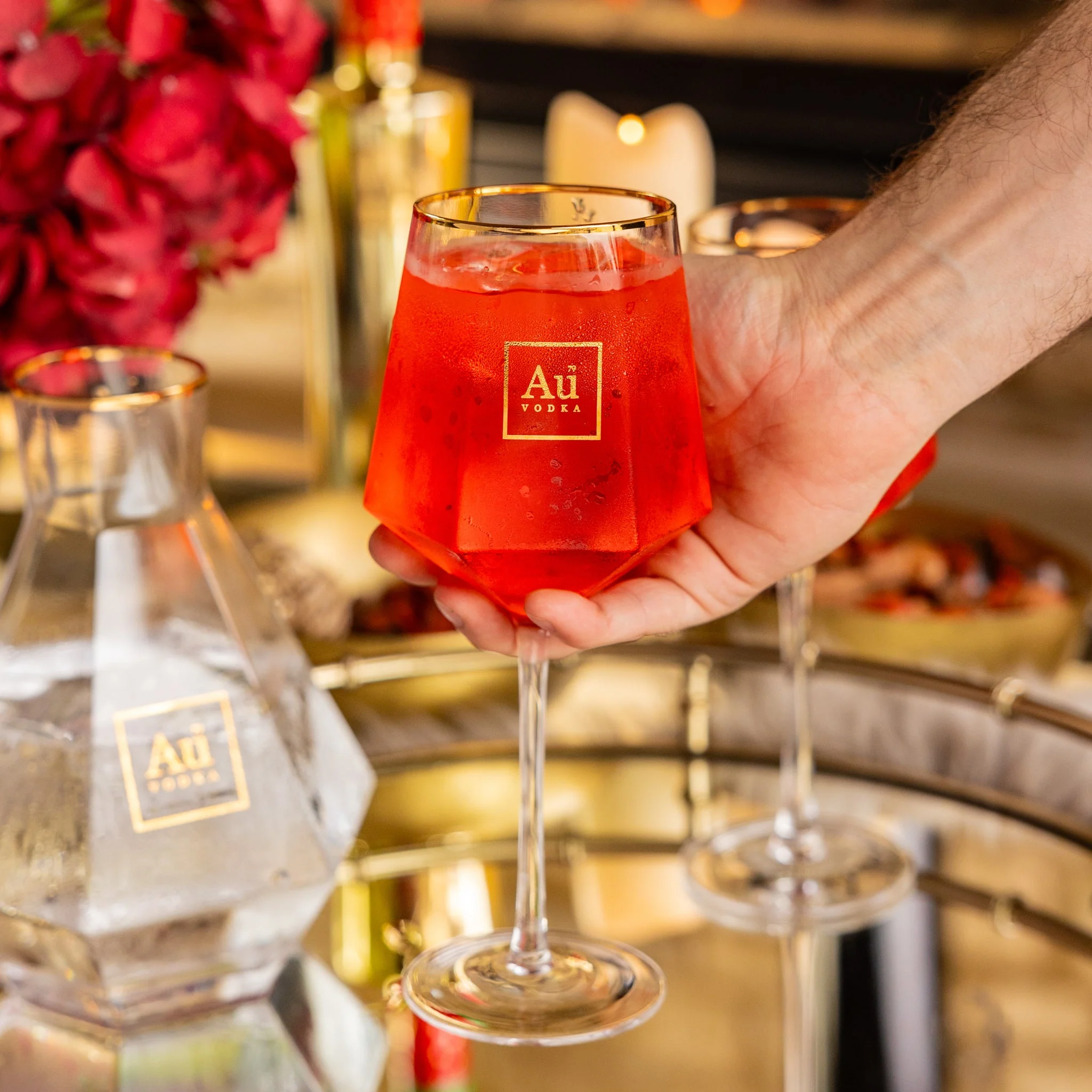 Au Vodka Long Stem Diamond Cut Glass - Image 6