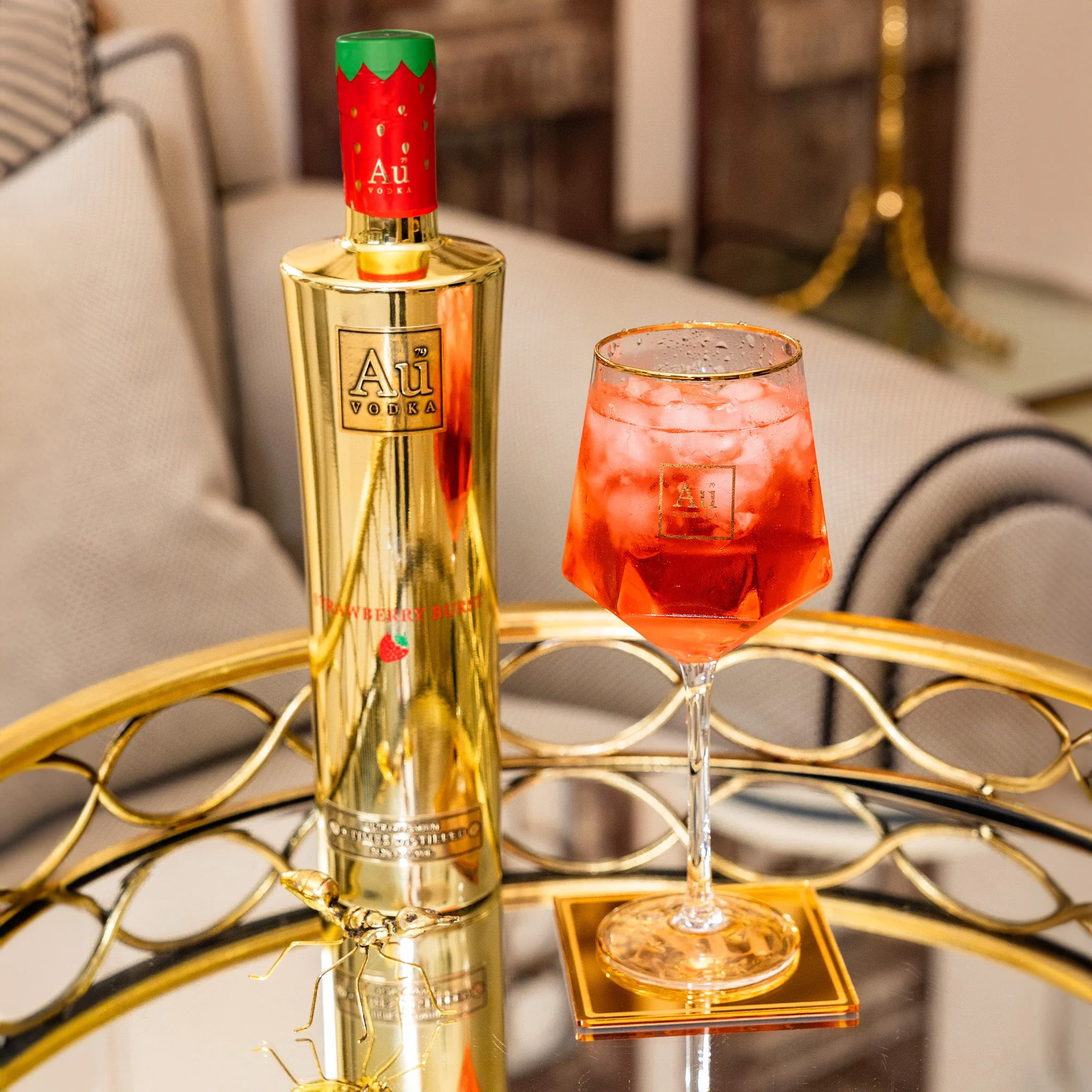 Au Vodka Long Stem Diamond Cut Glass - Image 8